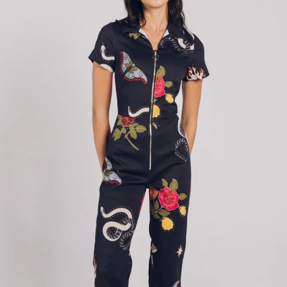 Lenni Xeno Beige Jumpsuit - Black - Size Large